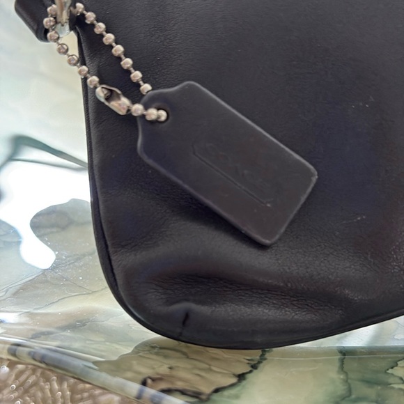 Vintage Coach Signature New York Silver Stamp Black Leather Wristlet - Picture 6 of 12